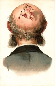 Male head - with Cupid climbing out by European School